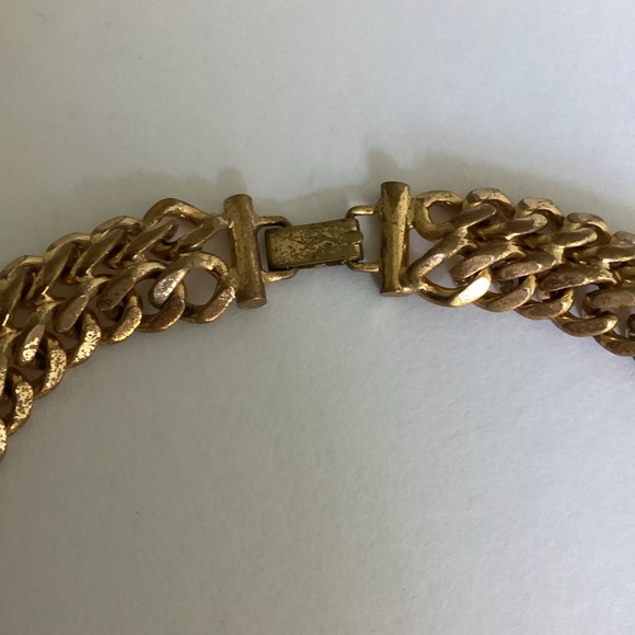 Vintage Monet Gold Tone Chunky Doubled Link Collar Choker Necklace Y2K 80s - Picture 2 of 11